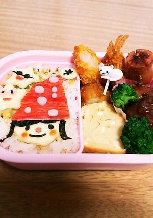 今日のキャラ弁12/14(サンタの女の子-レシピのメイン写真