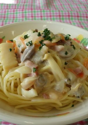 スパゲティクリームソース★宇都宮学校給食-レシピのメイン写真