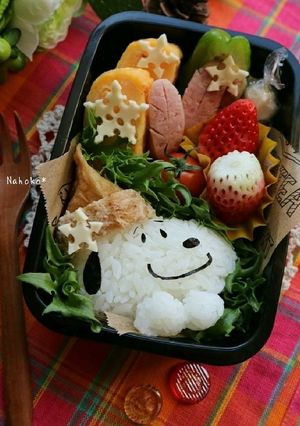 稲荷帽子のスヌーピー☆簡単嬉し冬キャラ弁-レシピのメイン写真
