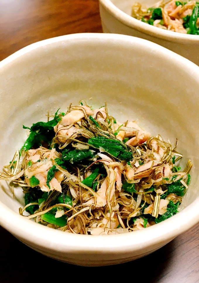 わさび菜、ツナ缶、なっとう昆布の和え物-レシピのメイン写真