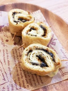 おつまみにも☆油揚げの塩昆布チーズ巻き-レシピのメイン写真
