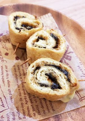 おつまみにも☆油揚げの塩昆布チーズ巻き-レシピのメイン写真