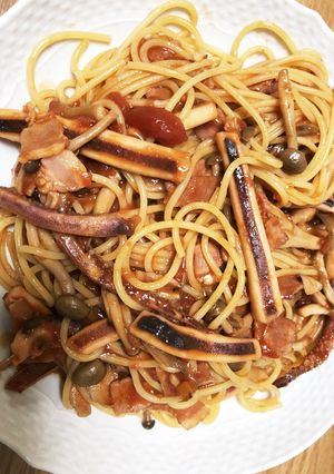 息子がパクパク食べるトマトソースパスタ-レシピのメイン写真