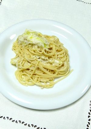 簡単！エノキと葱のホワイトカルボナーラ-レシピのメイン写真