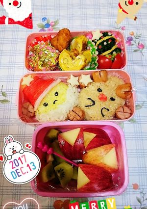 キャラ弁☆クリスマス弁当(サンタトナカイ-レシピのメイン写真