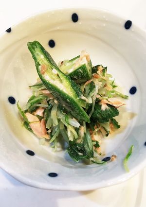 ☆水菜とオクラとツナのドレッシング和え☆-レシピのメイン写真