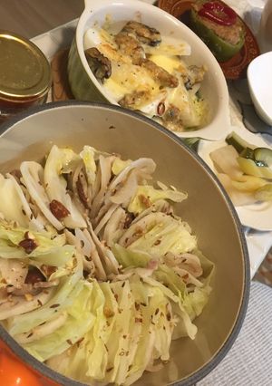 キャベツと豚バラの梅肉蒸し-レシピのメイン写真