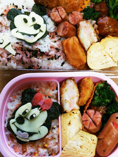 今日のキャラ弁12/15ミッキー&ミニー-レシピのメイン写真