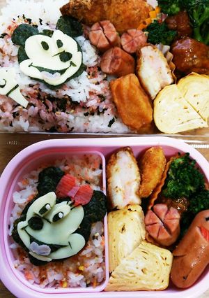 今日のキャラ弁12/15ミッキー&ミニー-レシピのメイン写真