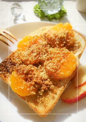 ラム酒香る❀ミカンと刻み胡桃のトースト-レシピのメイン写真