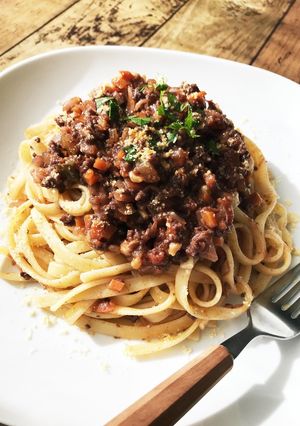 金山寺味噌で作るミートソースパスタ-レシピのメイン写真
