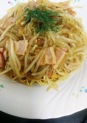 ベーコンともやしのカレーあんかけ焼きそば-レシピのメイン写真