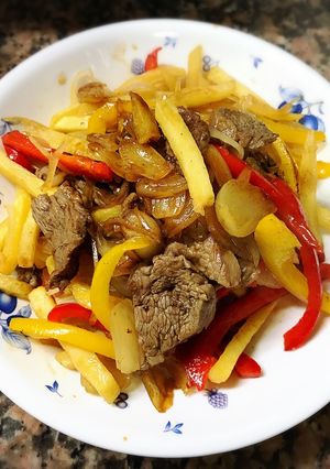 牛肉とフライドポテトの甘酢炒め-レシピのメイン写真