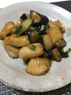 柔らか鶏胸肉とナスと小松菜の甘辛炒め-レシピのメイン写真