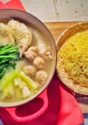 鶏三昧！鶏白湯鍋のつけ麺♪年越しにも♪-レシピのメイン写真
