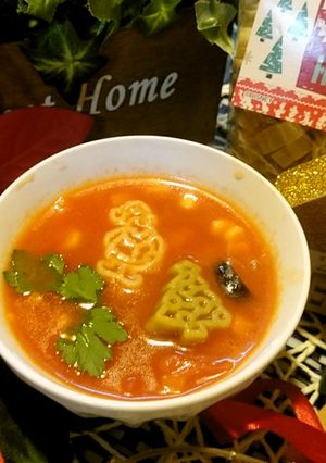 Xmas♥あったかトマトとパスタのスープ-レシピのメイン写真