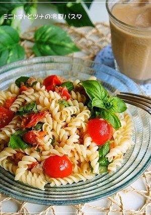 バジル香る♪ミニトマトとツナの冷製パスタ-レシピのメイン写真