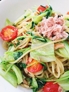 お出汁が効いた野菜たっぷり簡単和風パスタ-レシピのメイン写真