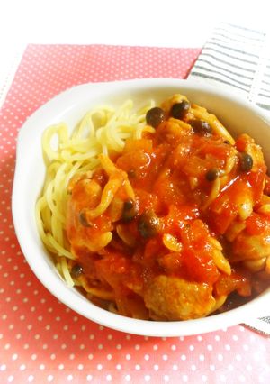 美味し♡チキンのトマト煮込みパスタ♪-レシピのメイン写真