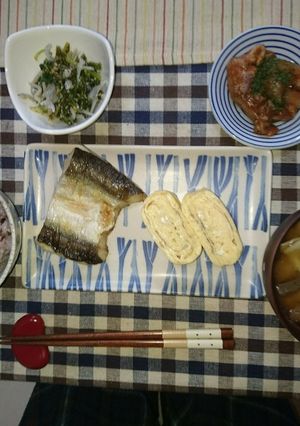 ある日の夜ご飯。カマスの塩焼き美味！-レシピのメイン写真