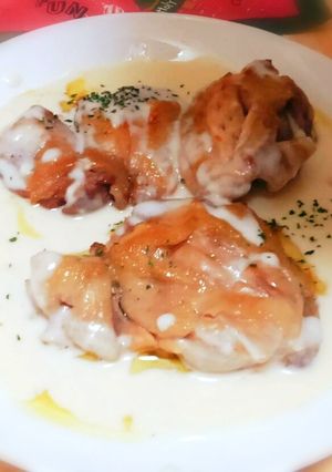 パリパリ鶏照り焼きホワイトソースがけ-レシピのメイン写真