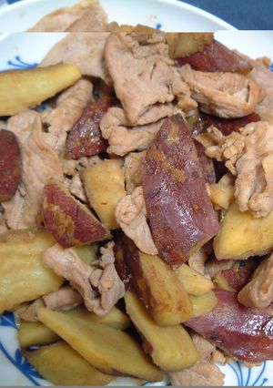 さつまいもと豚肉炒め-レシピのメイン写真