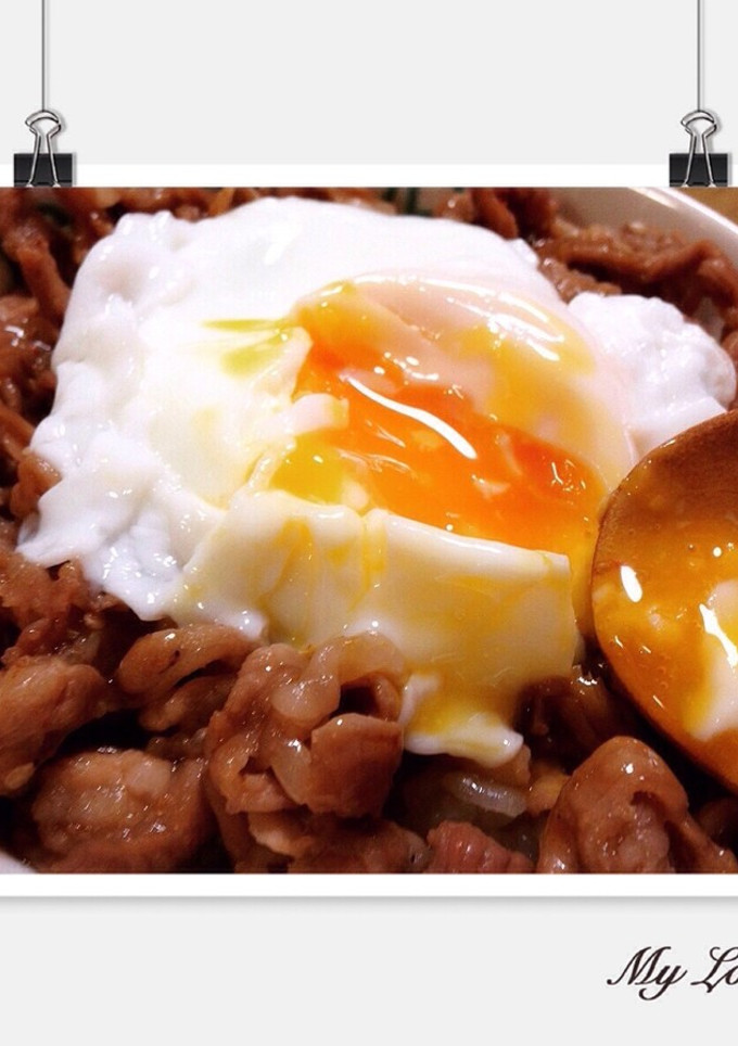 れぽ2♡半熟卵のせ豚丼♡簡単-レシピのメイン写真