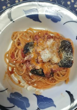 揚げなすと新生姜のノルマ風スパゲッティ-レシピのメイン写真