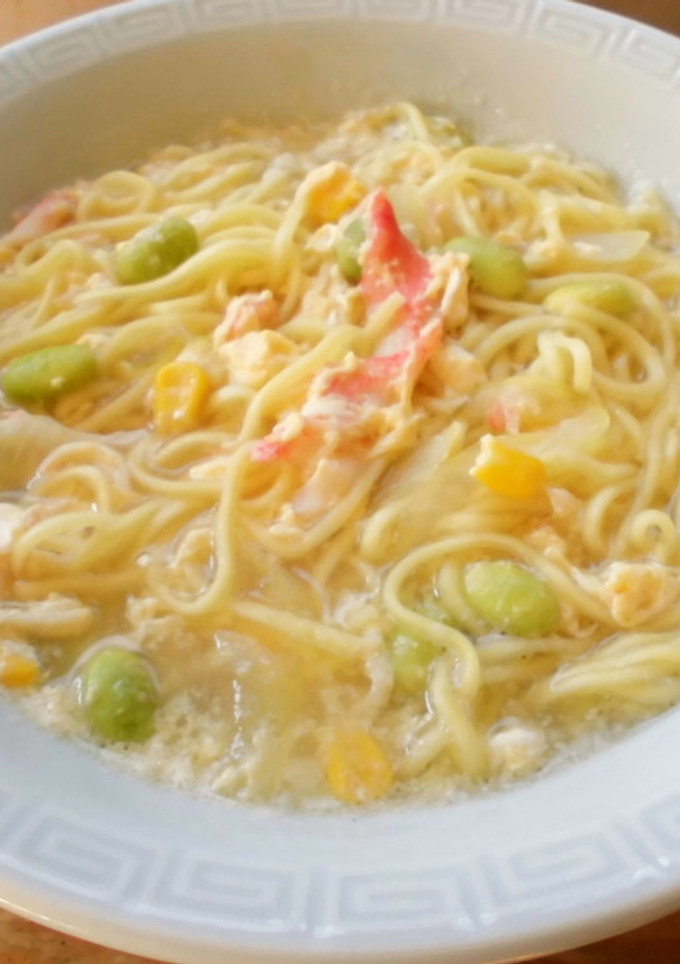 カニカマたまごとじの塩らーめん♪-レシピのメイン写真