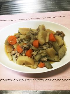 根菜と豚バラの煮物-レシピのメイン写真