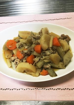 根菜と豚バラの煮物-レシピのメイン写真