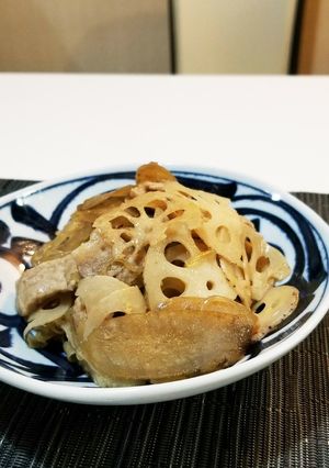 生姜香る豚肉レンコンゴボウの煮物-レシピのメイン写真