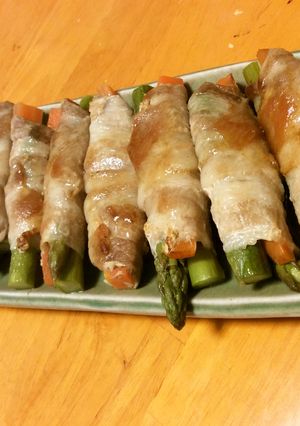 ジャム醤油ソースでアスパラ人参の肉巻き-レシピのメイン写真