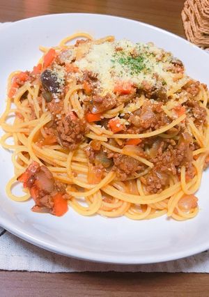 お肉たっぷり♡ナスのボロネーゼ風パスタ-レシピのメイン写真