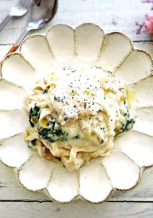 乳製品不使用！！かぶと春菊の豆乳パスタ-レシピのメイン写真