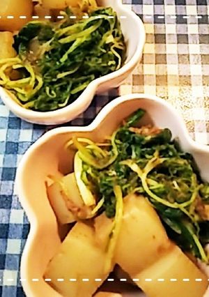 簡単！水菜とこんにゃくのガーリック炒め-レシピのメイン写真