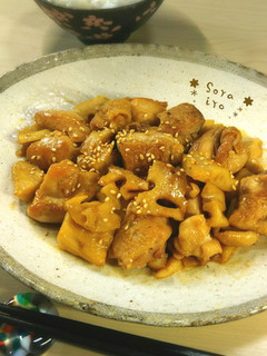 ご飯が美味しい♪鶏肉と蓮根の甘辛照り焼き-レシピのメイン写真