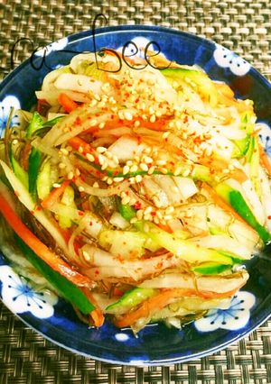 モミモミ簡単副菜♡三色野菜のネバネバ漬け-レシピのメイン写真