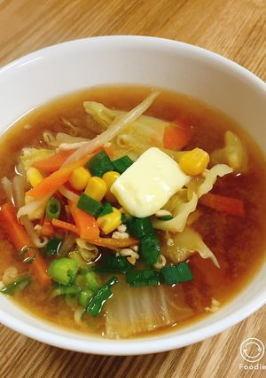 ダイエットにも！野菜の味噌バタースープ♡-レシピのメイン写真