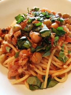 豚肉とビーンズのトマト煮込みパスタ-レシピのメイン写真