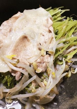 ダイエットにも！豆苗の豚肉蒸し-レシピのメイン写真