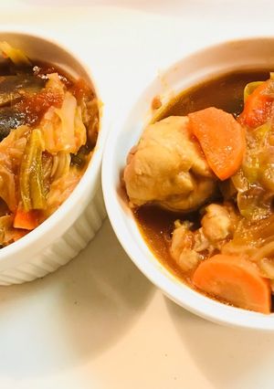 圧力鍋で野菜たっぷり手羽元トマト煮☆-レシピのメイン写真