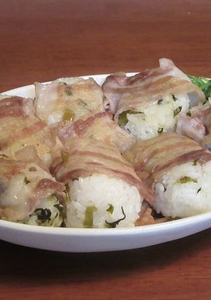 豚ばら肉と高菜漬けの肉巻きおにぎり-レシピのメイン写真