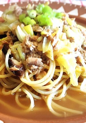 ツナと白菜でポカポカ中華スープパスタ-レシピのメイン写真