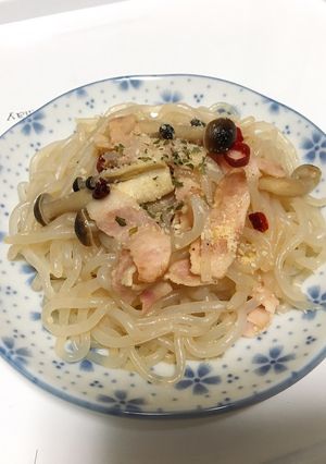 フライパン1つで!しらたきペペロンチーノ-レシピのメイン写真