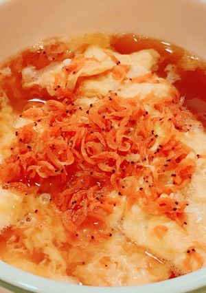 干しエビたっぷりの、玉子スープごはん！-レシピのメイン写真