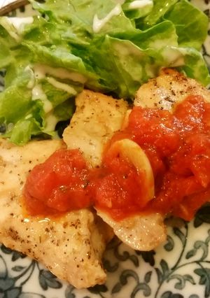 もうか鮫のソテー（トマトソースのっけ）-レシピのメイン写真