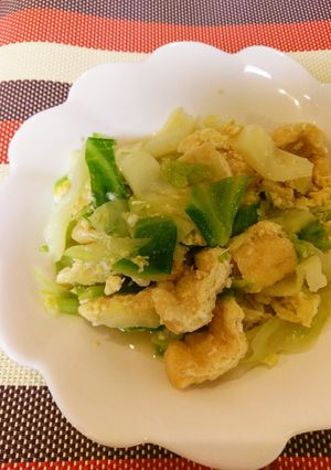 キャベツと油揚げの卵とじ-レシピのメイン写真