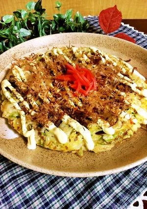 冷ご飯でキャベツたっぷりお好み焼き-レシピのメイン写真