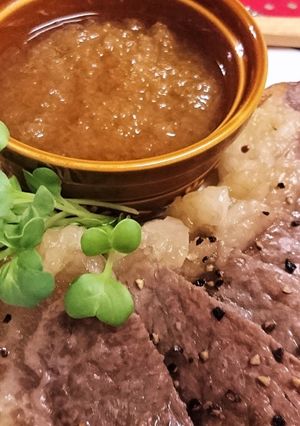 【牛肉のペッパー焼き・和風おろしソース】-レシピのメイン写真